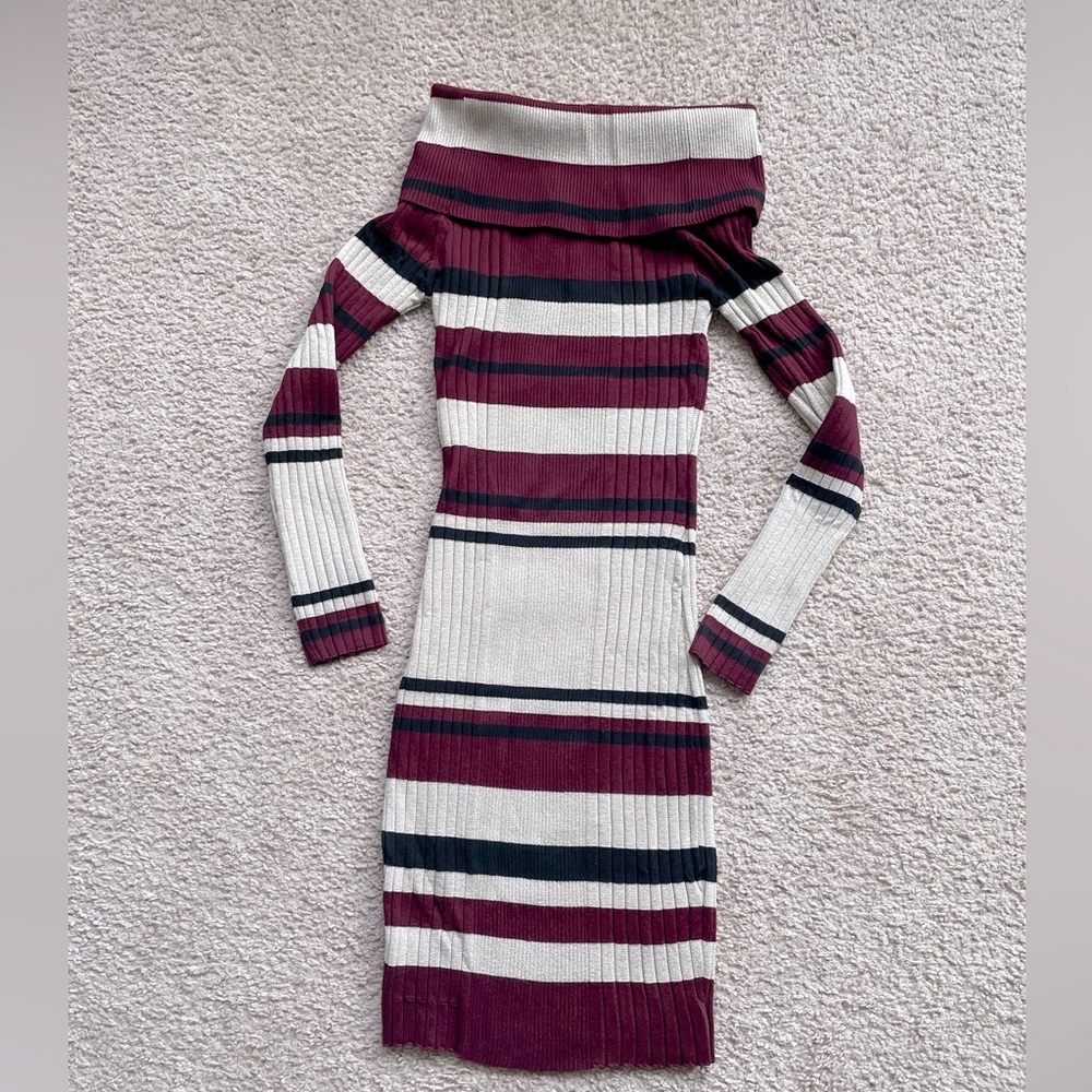 Striped off-shoulder Sweater dress
